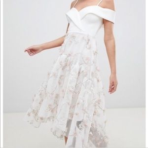 ASOS 3d floral white dress size 8